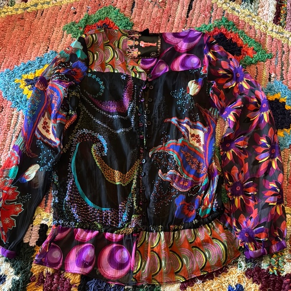Desigual Tops - Desigual Longsleeve Sheer Button Up Top